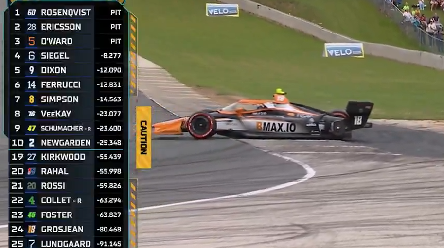 Grosjean vê pneu traseiro esquerdo soltar e provoca bandeira amarela do GP de Road America