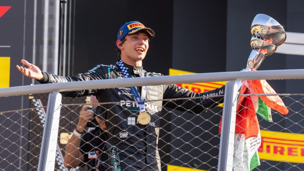 F1 2026, ITÁLIA, DOMINGO, CORRIDA, PÓDIO, GABRIEL LÓPEZ, MERCEDES, KIMI ANTONELLI, VITÓRIA, RETRATO