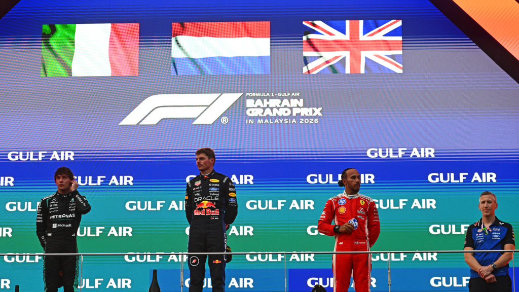 F1 2026, BAHREIN, MALÁSIA, CORRIDA, PÓDIO, MERCEDES, KIMI ANTONELLI, RED BULL, MAX VERSTAPPEN, FERRARI, LEWIS HAMILTON