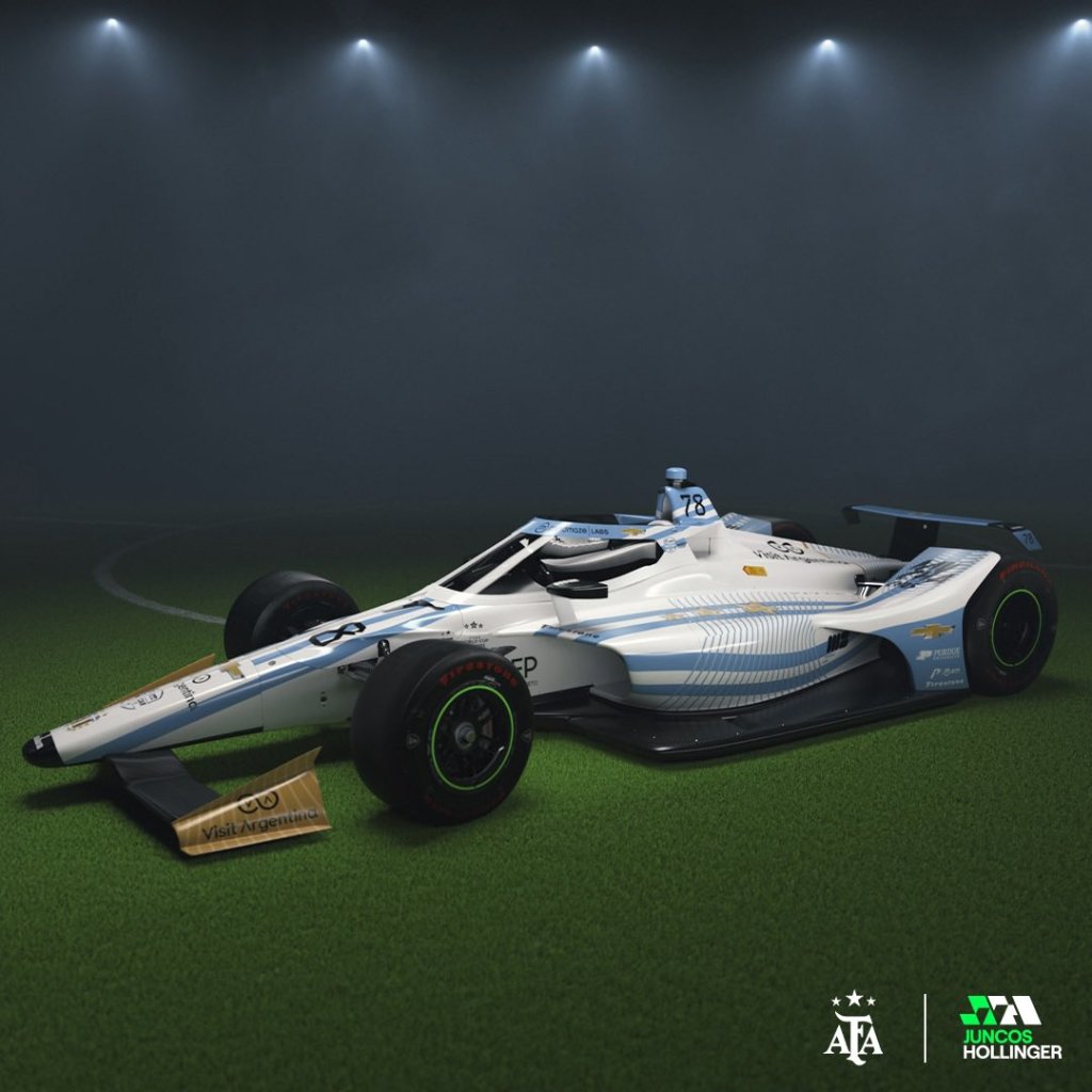 Juncos decora auto de Canapino para Indy 500 inspirado en título de Argentina en Qatar 2022
