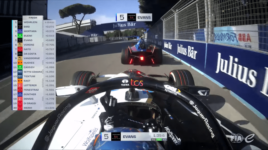 Di Grassi enfurece a Evans y el de Jaguar muestra el dedo medio al final de la FP1 del eP de Roma