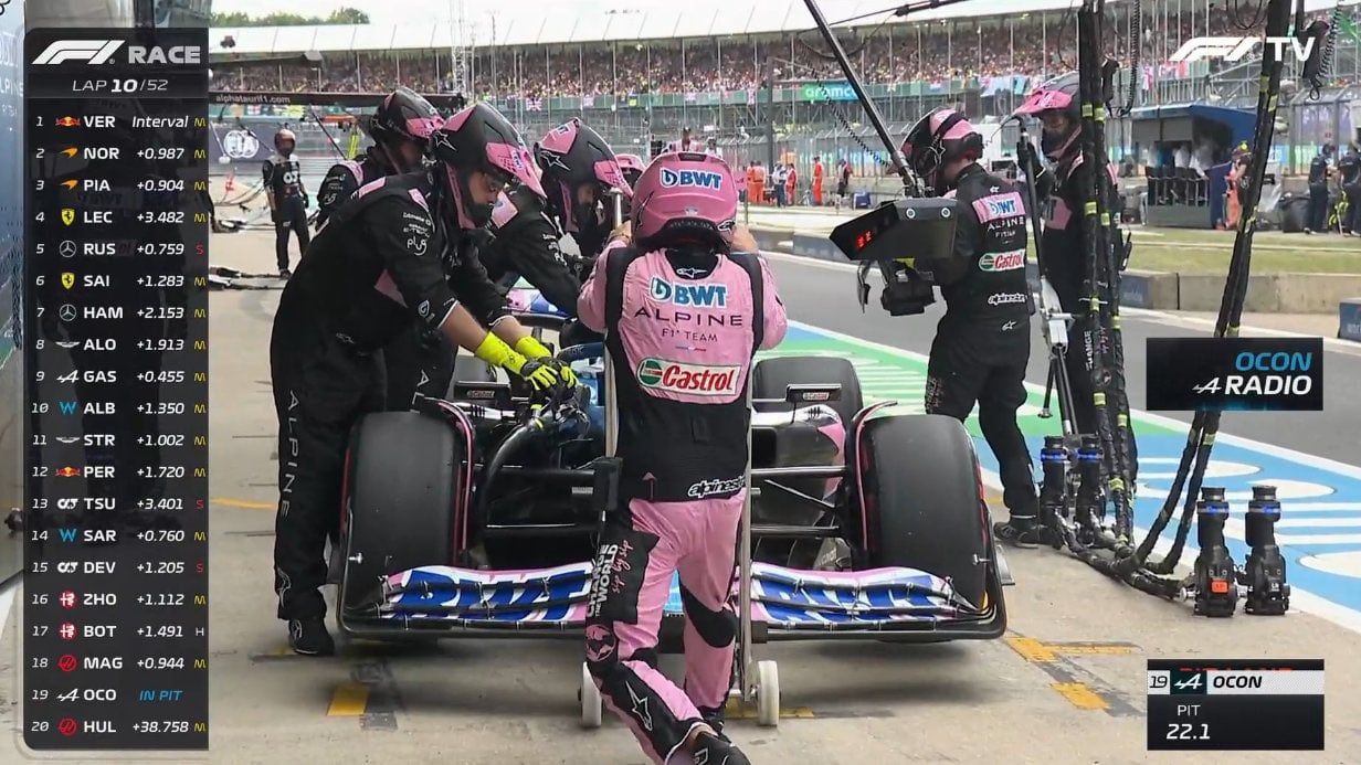 Ocon recebe chamado da Alpine, para nos boxes e abandona GP da Inglaterra