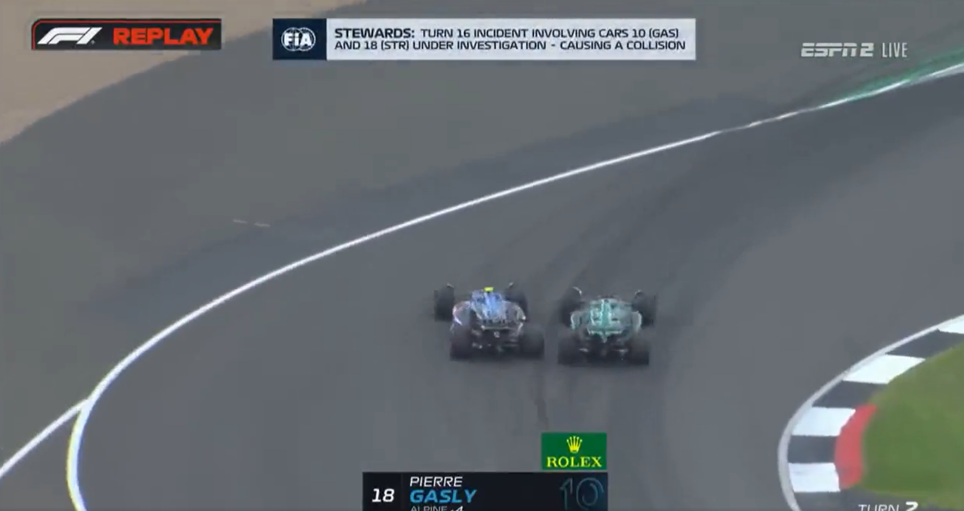 Gasly sofre quebra de suspensão após toque de Stroll e abandona GP da Inglaterra