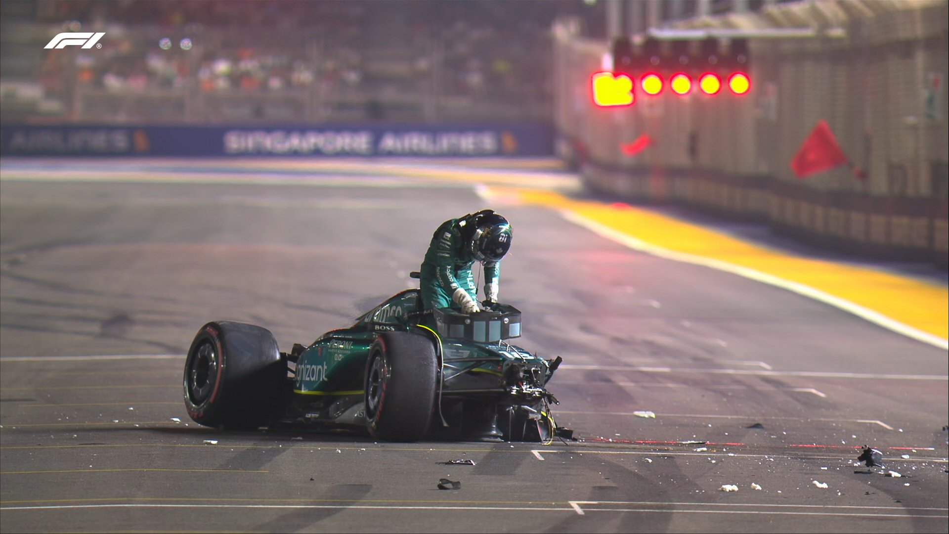 Stroll siente dolores y decide no correr el GP de Singapur tras su fuerte accidente en la Q1