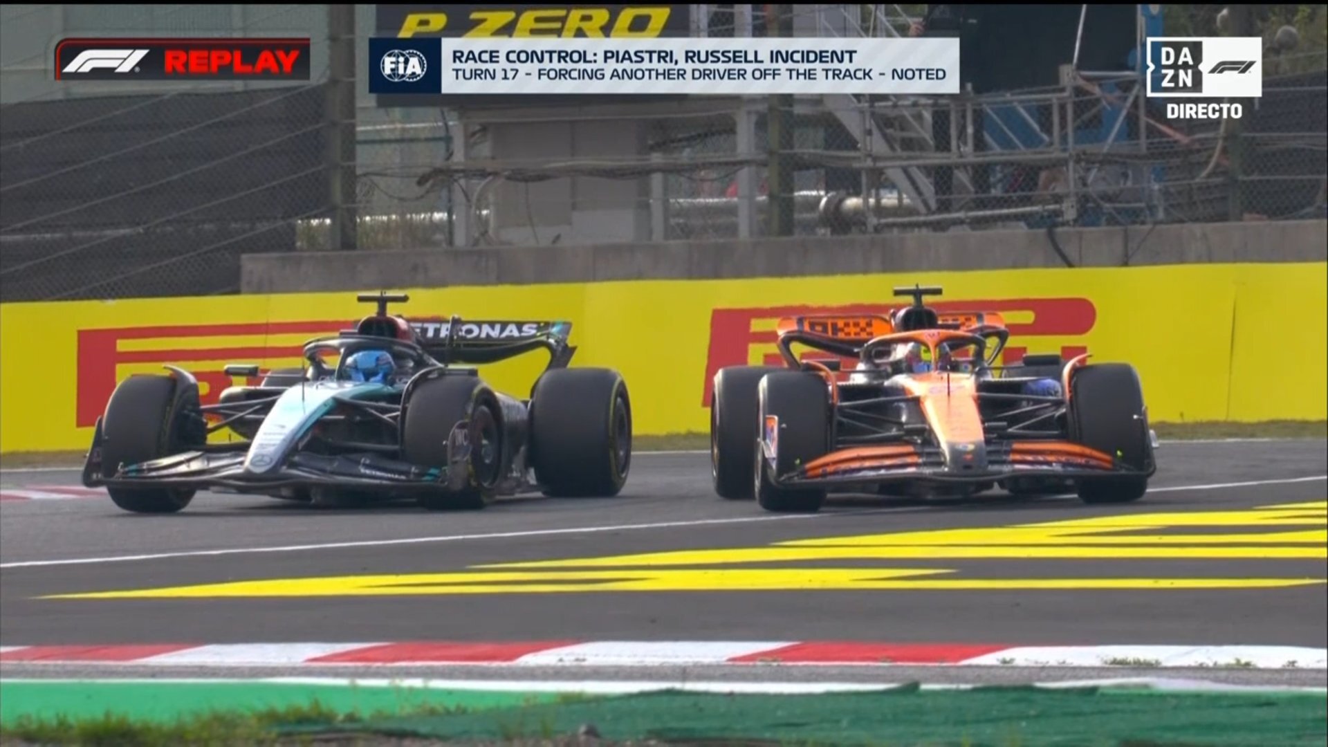 Comisarios investigan a Russell por tocar a Piastri en una disputa en el GP de Japón