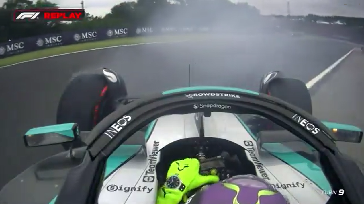 Hamilton pierde el control de su auto en la FP3 del GP de Hungría y hace trompo