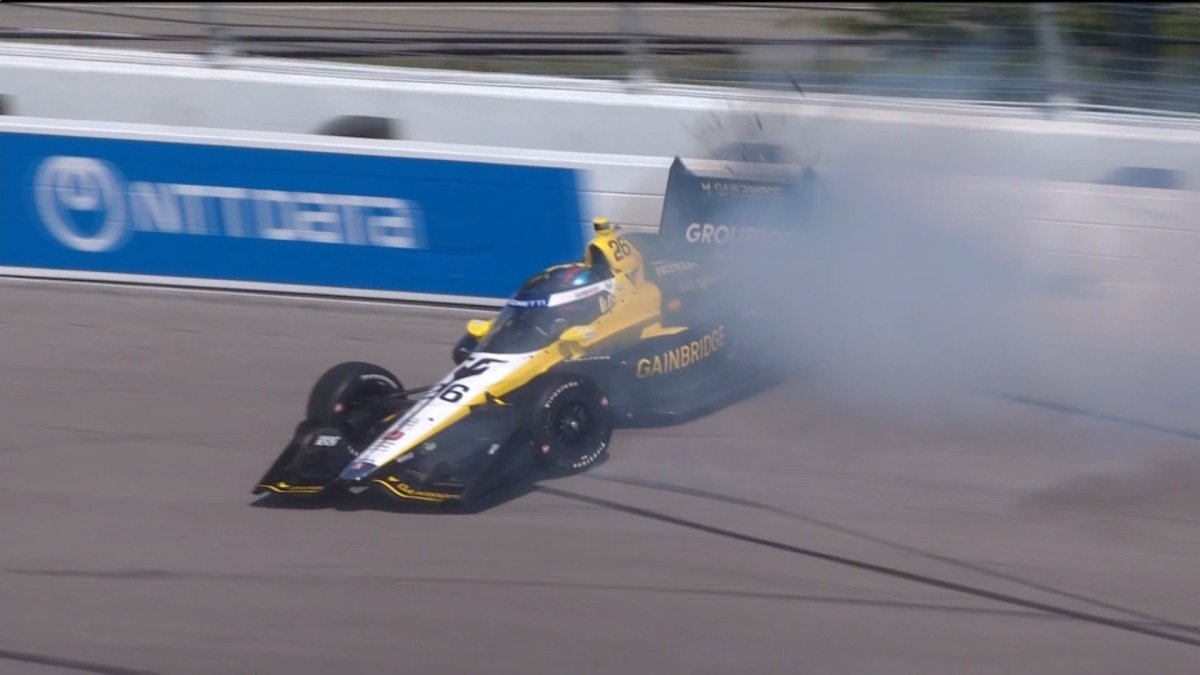 Herta roda sozinho e bate no muro da curva 2 durante classificação do GP de Gateway