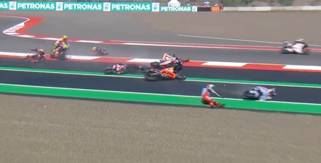 Accidente en la primera vuelta deja a cuatro pilotos fuera del GP de Indonesia de MotoGP