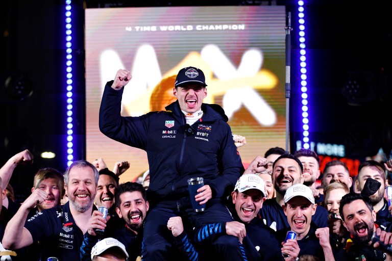 Max Verstappen festeja quarto título mundial na Fórmula 1 em Las Vegas (Foto: Red Bull Content Pool)