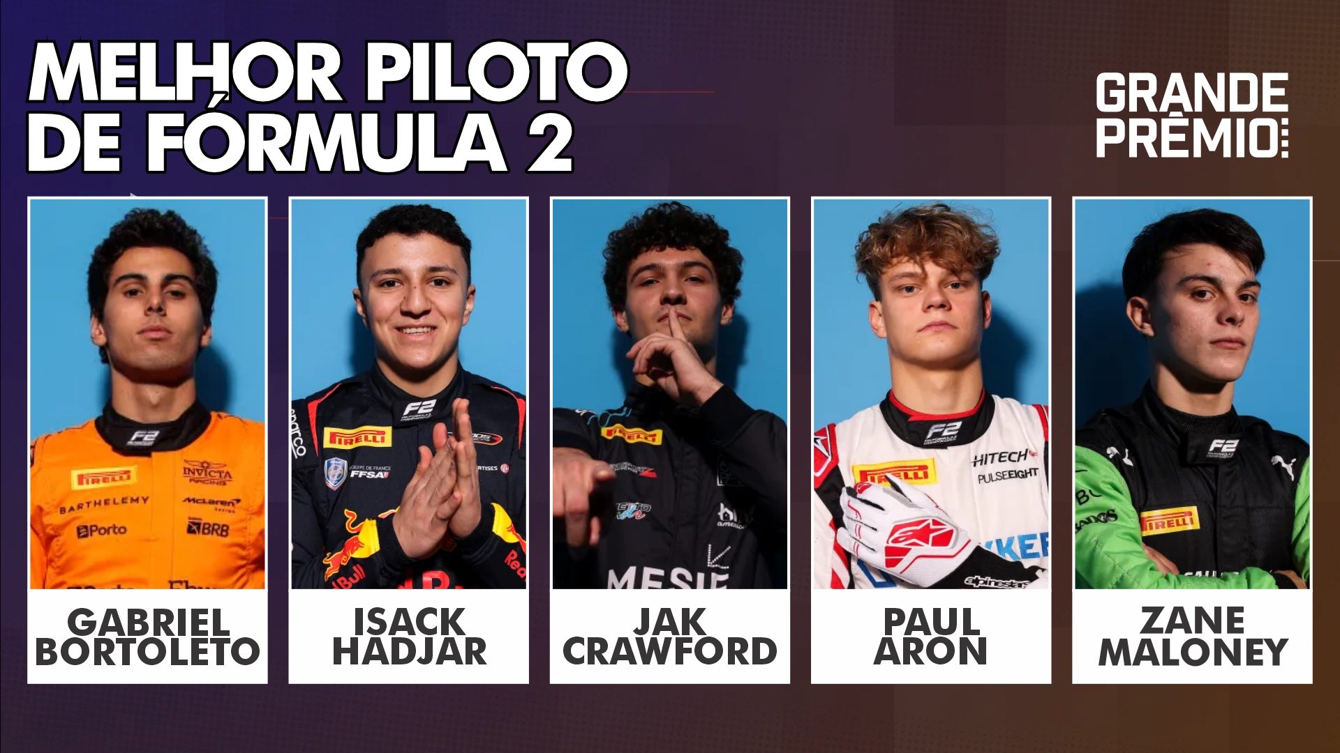 Melhores do Ano 2024: Bortoleto, Hadjar, Crawford, Aron ou Maloney: qual o melhor?