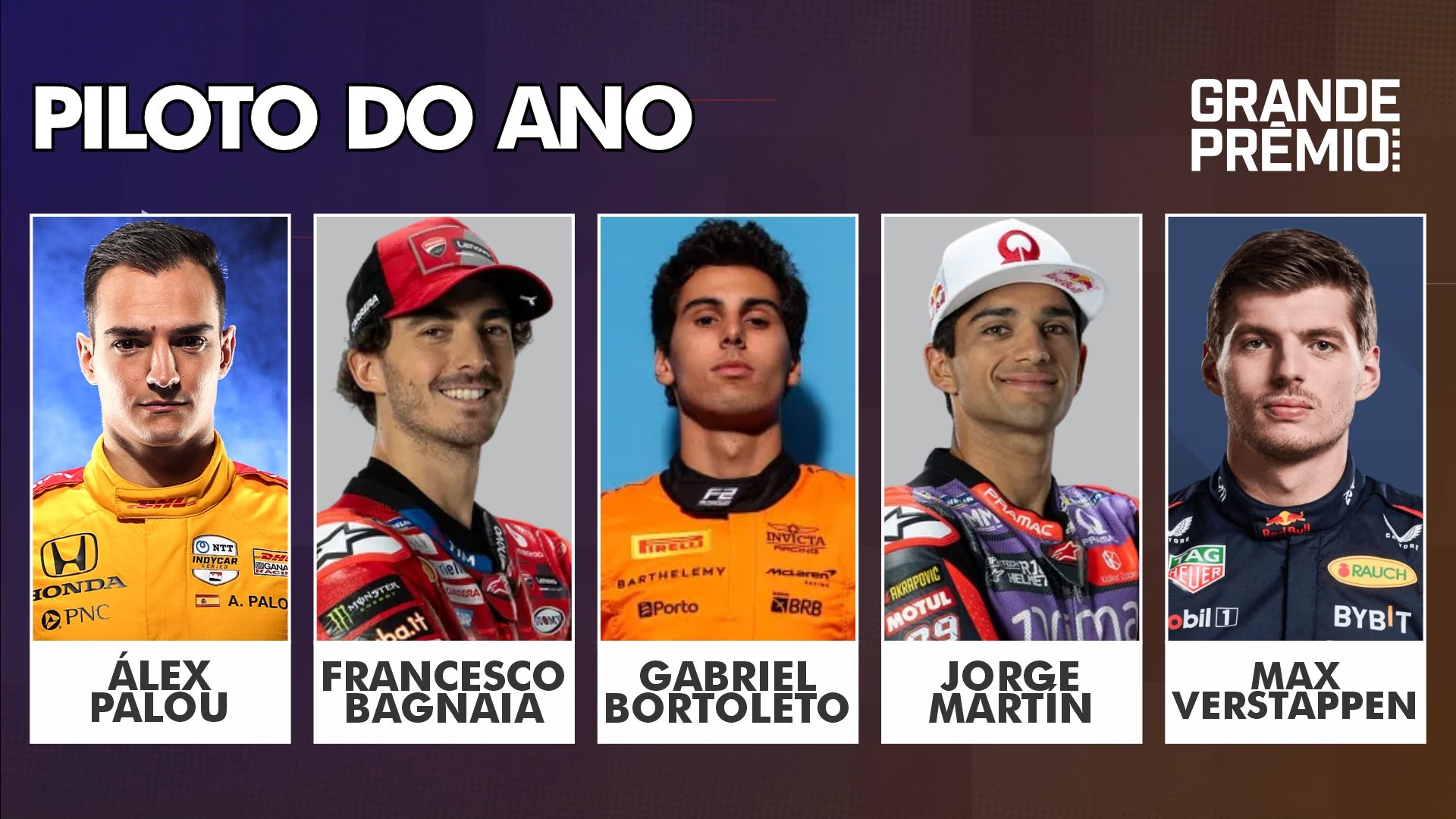 Melhores do Ano 2024: Palou, Bagnaia, Bortoleto, Martín, Verstappen: qual o melhor?