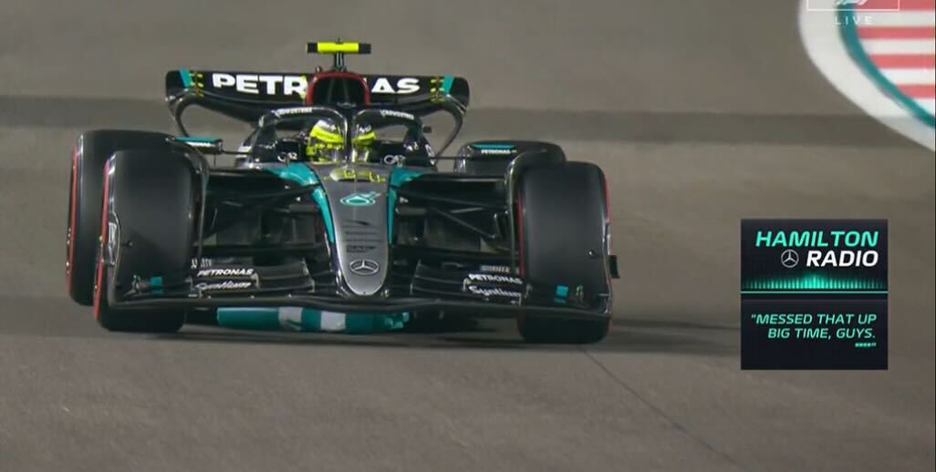 Hamilton atropela cone e cai no Q1 em última classificação pela Mercedes em Abu Dhabi