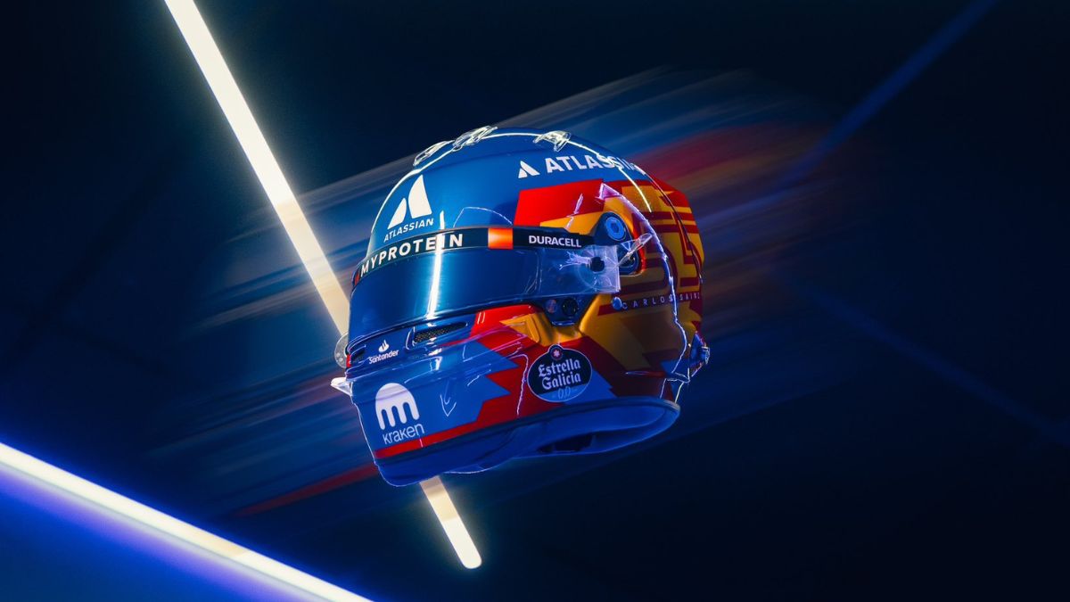 Sainz mostra capacete com mistura entre ‘azul Williams’ e bandeira da Espanha