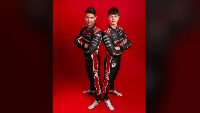 Haas divulga imágenes de Ocon y Bearman con los trajes de 2025 en día de ida a la pista