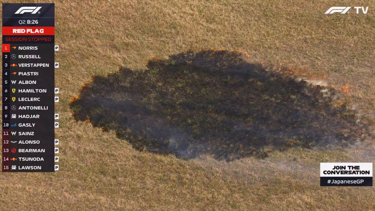 Fogo em grama surge pela 5ª vez e causa bandeira vermelha na classificação no Japão