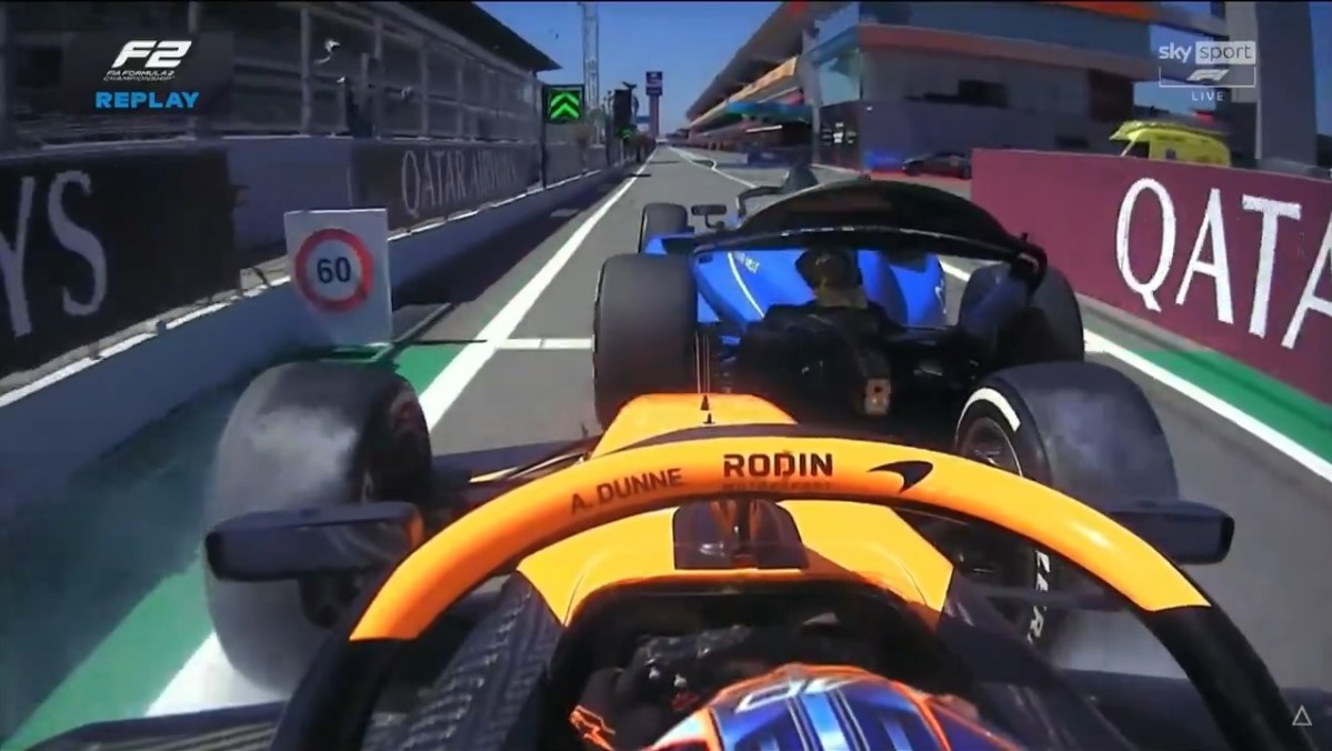 Dunne perde 3 posições em grids de corridas da F2 na Espanha por nova batida em Martins