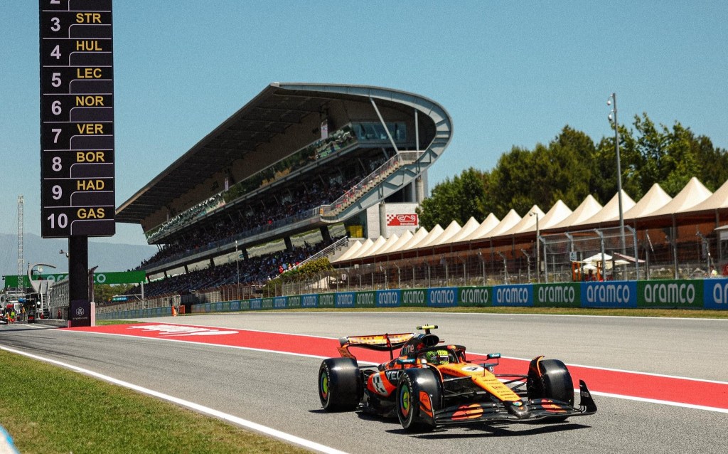 Norris supera a Verstappen y lidera primera práctica del GP de España; Colapinto, 20°