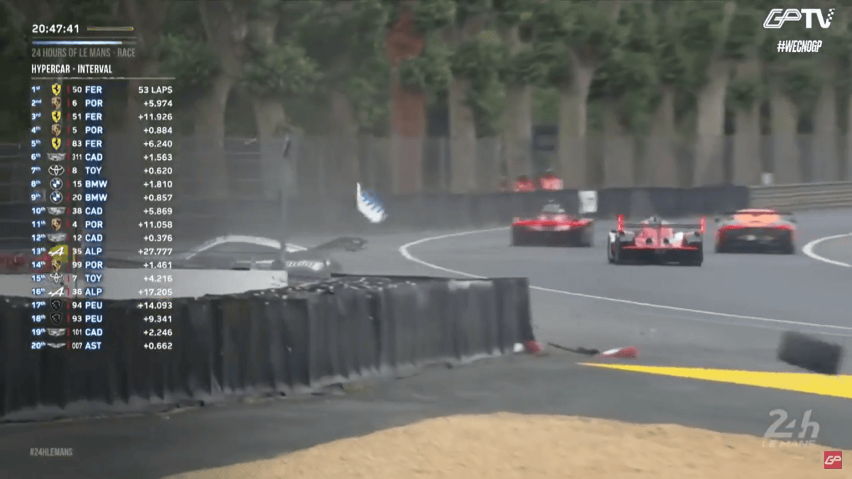 Levorato perde controle do Ford #88 na Tertre Rouge e bate forte nas 24 Horas de Le Mans