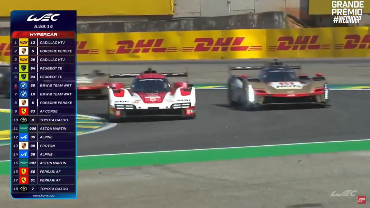 Andlauer passa Cadillac #12 na largada e põe Porsche Penske #5 na liderança das 6H de São Paulo