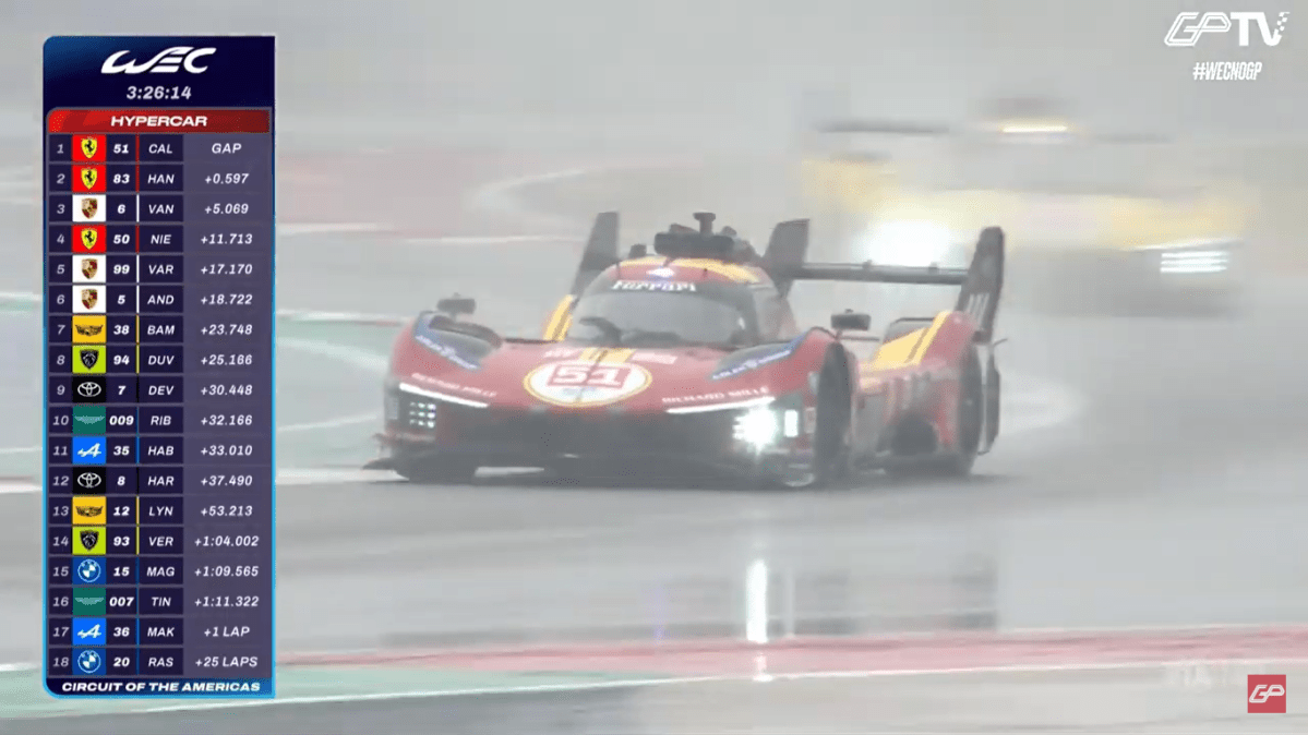 Calado passa Hanson e põe Ferrari #51 na ponta da Lone Star Le Mans. Farfus é 10º