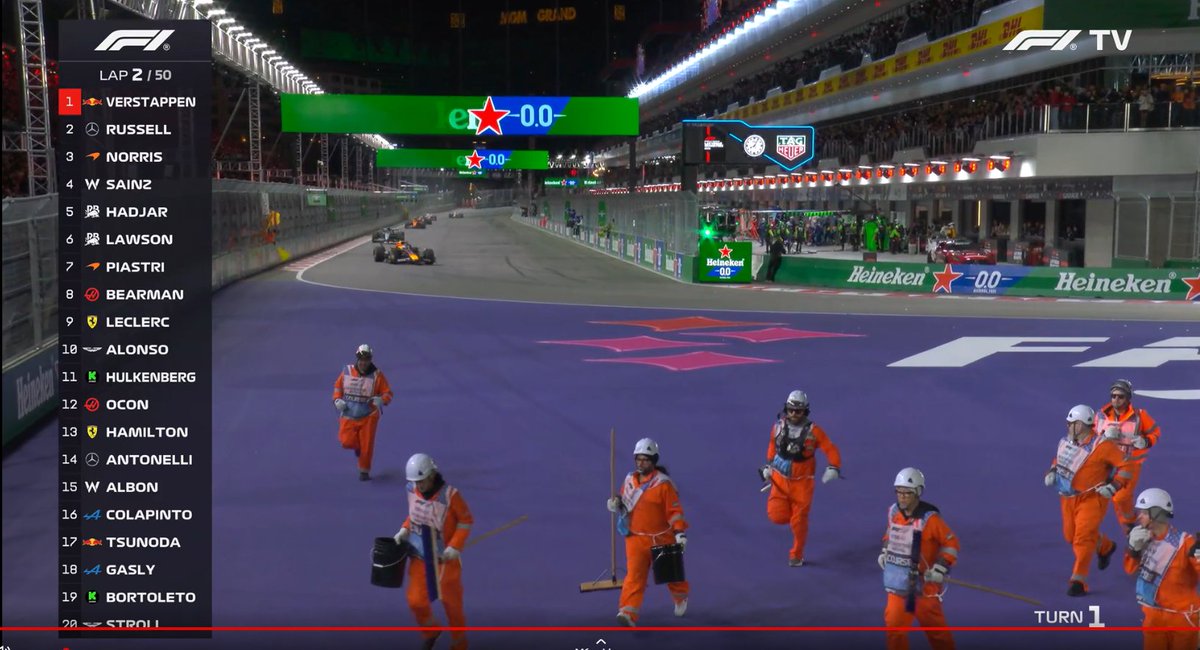 “Fora da curva”: Sustos com fiscais levantam questões sobre limpeza de pista na F1