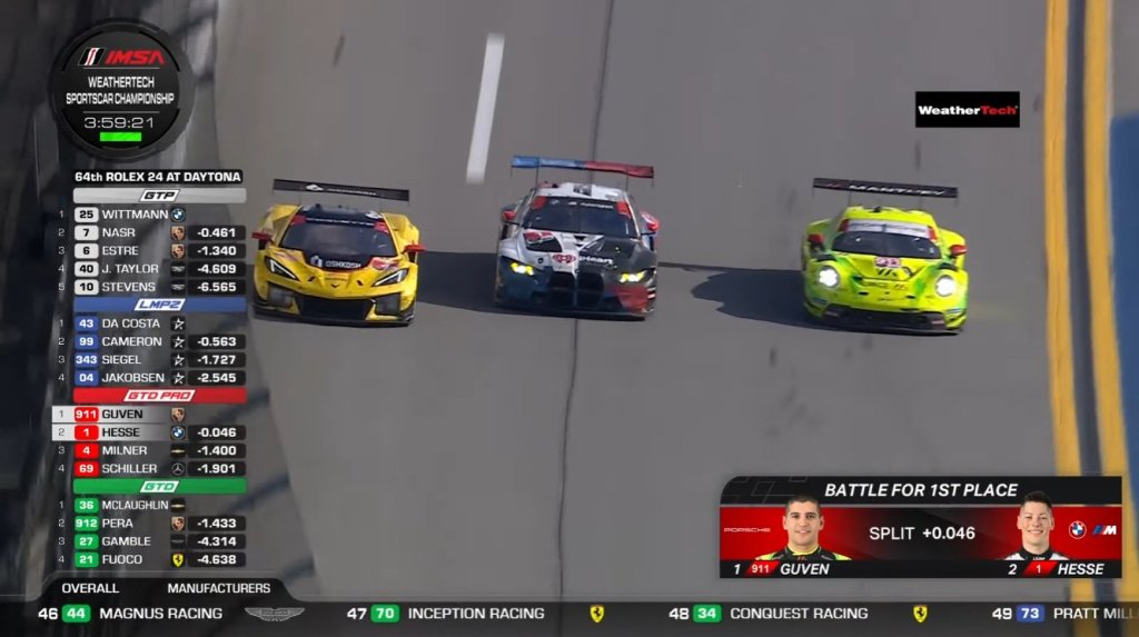 Varrone lidera en la clase GTD Pro de las 24 horas de Daytona tras espectacular maniobra de su compañero
