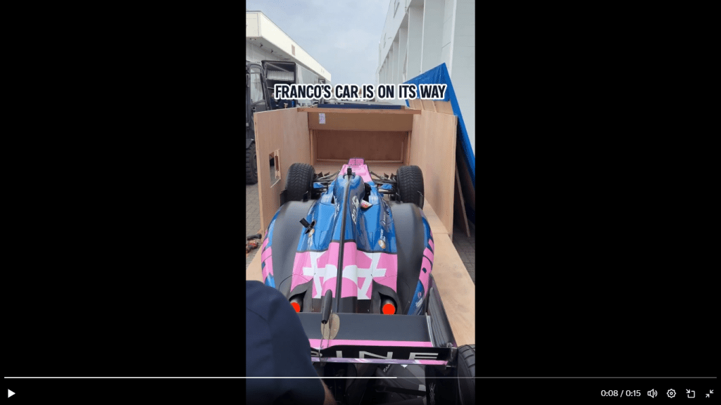 Alpine publica video del auto de la exhibición de Fórmula 1 de Colapinto en envío hacia Buenos Aires
