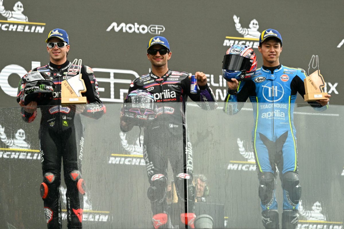 Aprilia domina pódio no GP da França e alcança primeiro 1-2-3 na MotoGP