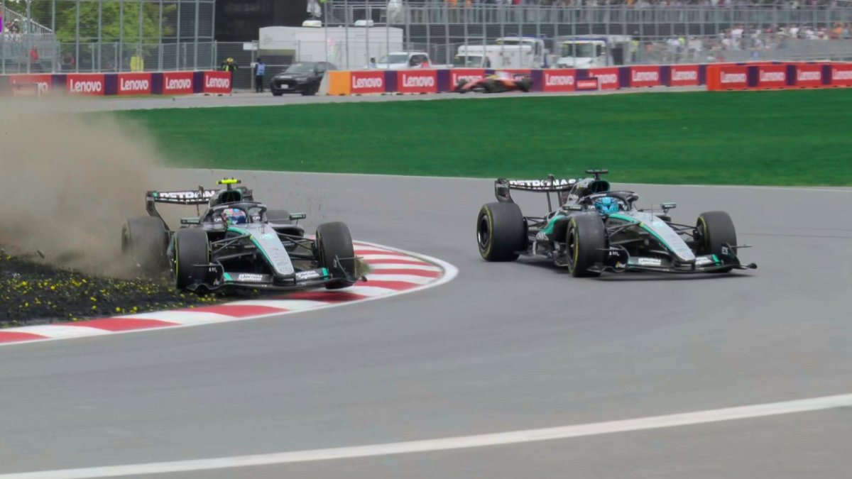 Antonelli e George Russell também tiveram a primeira grande briga pela vitória no GP do Canadá. O embate foi apertado, mas o italiano levou a melhor após o britânico abandonar após o superaquecimento da bateria no carro #63.