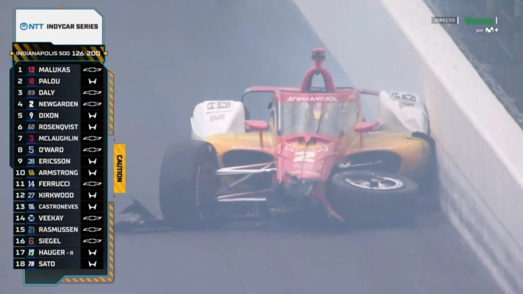 Newgarden choca contra el muro de la curva 4 y abandona las 500 Millas de Indianápolis