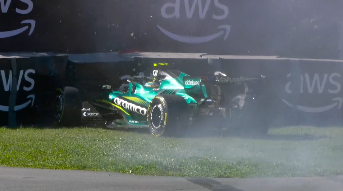 Alonso trava rodas e vai parar no muro em SQ1 da classificação sprint do Canadá