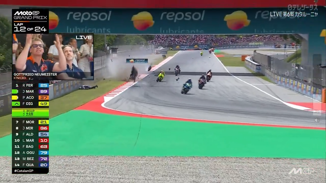Álex Márquez acerta moto de Acosta e sofre grave acidente durante GP da Catalunha na MotoGP