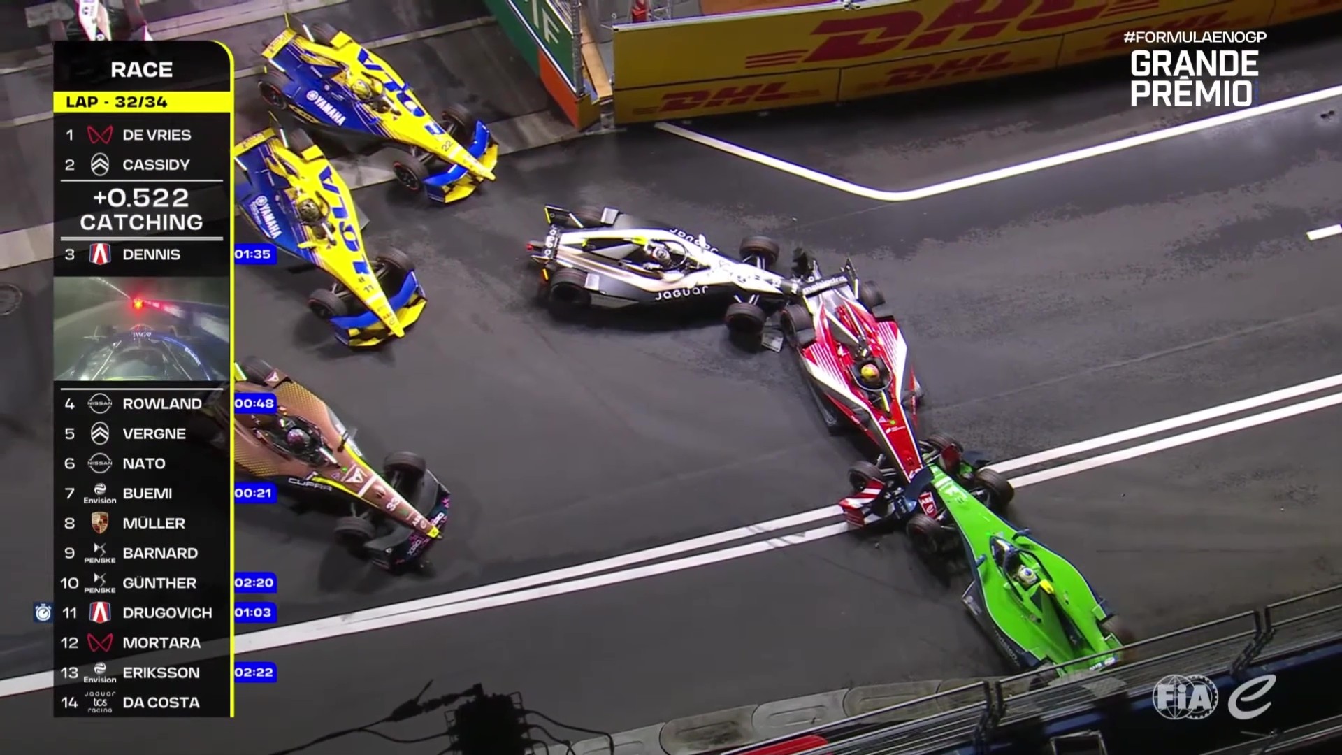 Mortara causes pileup with Eriksson, altering outcome of Tokyo E-Prix race 2