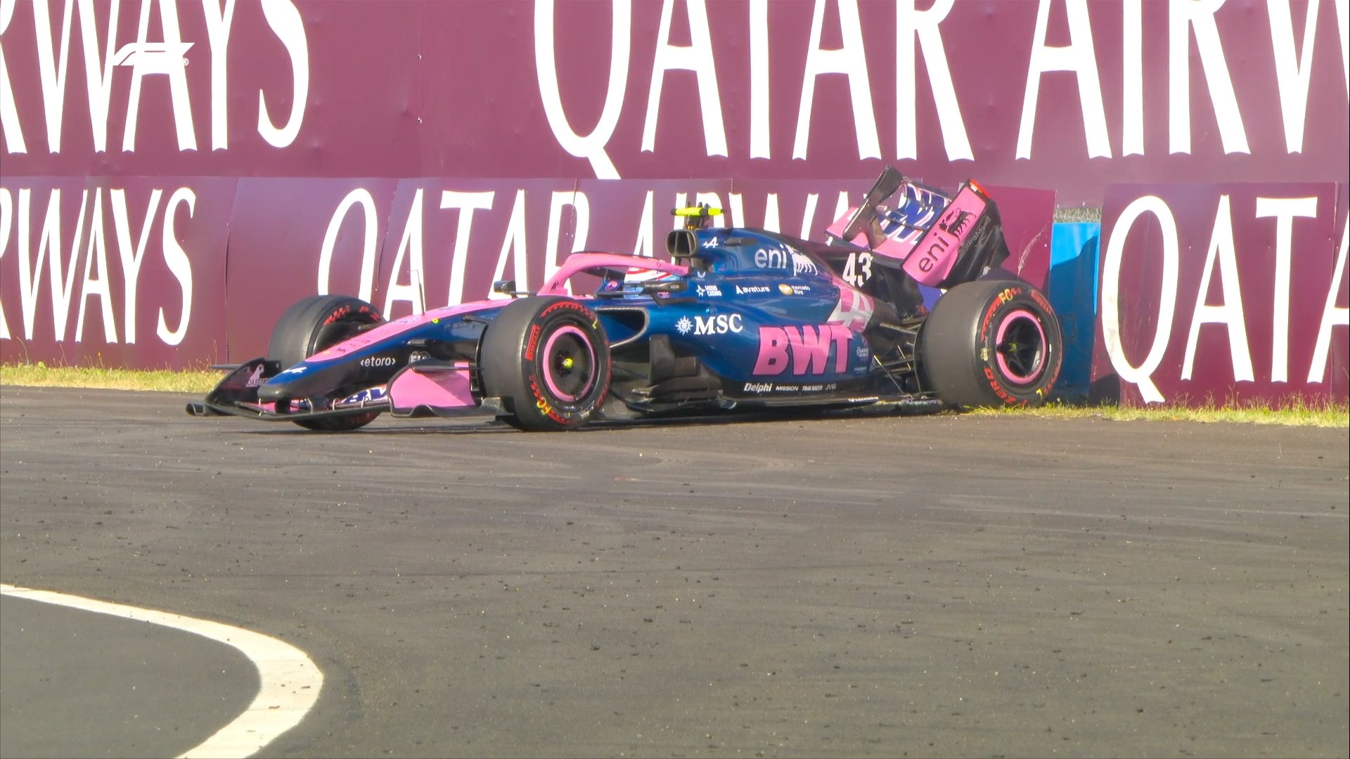 Colapinto bate na curva 14 e causa bandeira vermelha no TL2 do GP da Hungria