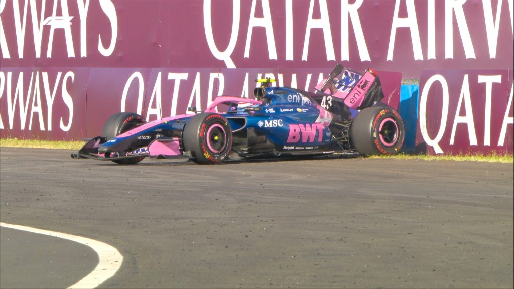 Colapinto choca en la curva 14 y causa detención con bandera roja en la FP2 del GP de Hungría