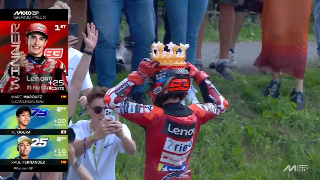 Marc Márquez vence pela 10ª vez na Alemanha e é coroado como ‘Rei de Sachsenring’