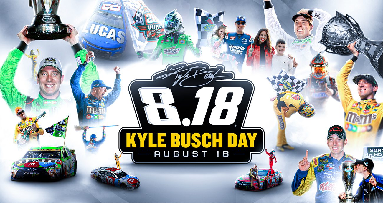Nascar define 18/08 como Dia de Kyle Busch e promove homenagens a bicampeão