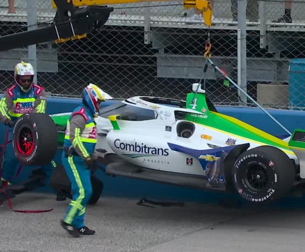 Collet toca em Newgarden e bate forte no muro no GP de Milwaukee 1