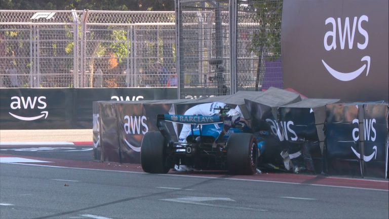 Albon ชนกำแพงโค้ง 5 ออกจาก Azerbaijan GP — Safety Car ที่ Baku