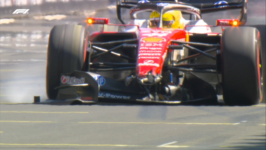 Hamilton choca y causa interrupción con bandera roja en la tercera práctica del GP de España