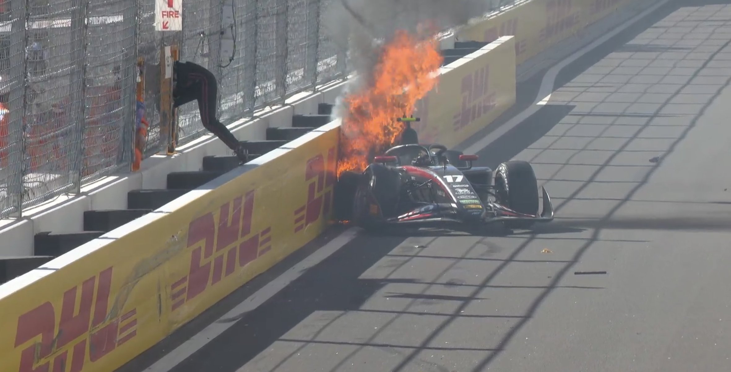 Video: Inthraphuvasak crashes and triggers red flag in first F2 practice at Madring