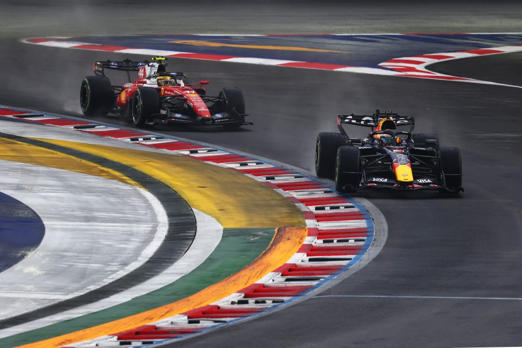 Verstappen finally wins in Singapore as rain, crashes and McLaren chaos wreck F1 sprint