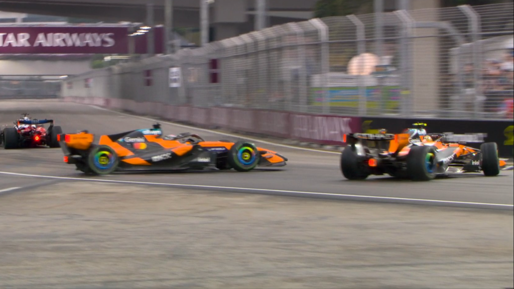 Norris and Piastri collide on final lap of Singapore F1 sprint as McLaren disaster unfolds