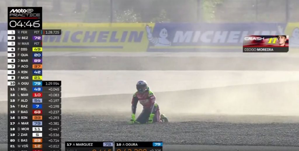 Deu ruim! Moreira sofre 2ª queda no dia e perde chance de disputar vaga no Q2 do GP da Indonésia